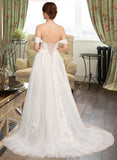 Nathalie Ball-Gown/Princess Sweetheart Sweep Train Tulle Wedding Dress UKP0013685