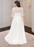 Celia A-Line Scoop Neck Asymmetrical Chiffon Wedding Dress With Beading Sequins UKP0013686