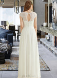 Scarlett A-Line Floor-Length Chiffon Lace Wedding Dress UKP0013687