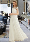 Scarlett A-Line Floor-Length Chiffon Lace Wedding Dress UKP0013687