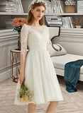 Marlene A-Line Knee-Length Chiffon Lace Wedding Dress With Sequins UKP0013689