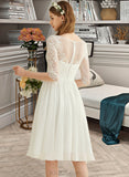 Marlene A-Line Knee-Length Chiffon Lace Wedding Dress With Sequins UKP0013689