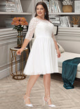 Marlene A-Line Knee-Length Chiffon Lace Wedding Dress With Sequins UKP0013689