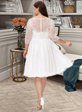 Marlene A-Line Knee-Length Chiffon Lace Wedding Dress With Sequins UKP0013689