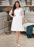 Marlene A-Line Knee-Length Chiffon Lace Wedding Dress With Sequins UKP0013689