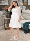 Marlene A-Line Knee-Length Chiffon Lace Wedding Dress With Sequins UKP0013689