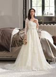 Christina Ball-Gown/Princess V-neck Chapel Train Tulle Wedding Dress With Beading Sequins UKP0013695