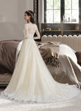 Christina Ball-Gown/Princess V-neck Chapel Train Tulle Wedding Dress With Beading Sequins UKP0013695