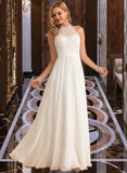 Caroline A-Line High Neck Floor-Length Chiffon Wedding Dress UKP0013702