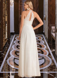 Caroline A-Line High Neck Floor-Length Chiffon Wedding Dress UKP0013702