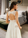 Jeanie A-Line V-neck Knee-Length Wedding Dress With Lace Sequins UKP0013703