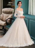 Cierra Ball-Gown/Princess Chapel Train Tulle Lace Wedding Dress UKP0013704