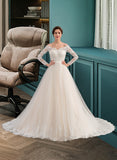 Cierra Ball-Gown/Princess Chapel Train Tulle Lace Wedding Dress UKP0013704