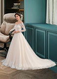 Cierra Ball-Gown/Princess Chapel Train Tulle Lace Wedding Dress UKP0013704