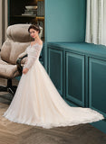 Cierra Ball-Gown/Princess Chapel Train Tulle Lace Wedding Dress UKP0013704