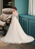 Cierra Ball-Gown/Princess Chapel Train Tulle Lace Wedding Dress UKP0013704