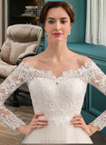 Cierra Ball-Gown/Princess Chapel Train Tulle Lace Wedding Dress UKP0013704