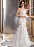 Harper Trumpet/Mermaid Sweetheart Court Train Tulle Lace Wedding Dress UKP0013710