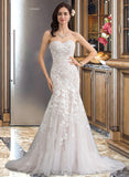 Harper Trumpet/Mermaid Sweetheart Court Train Tulle Lace Wedding Dress UKP0013710