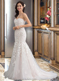 Harper Trumpet/Mermaid Sweetheart Court Train Tulle Lace Wedding Dress UKP0013710