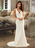 Henrietta Trumpet/Mermaid V-neck Court Train Wedding Dress UKP0013714