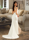 Henrietta Trumpet/Mermaid V-neck Court Train Wedding Dress UKP0013714