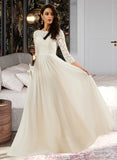 Journey A-Line Sweep Train Wedding Dress With Lace UKP0013715