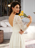 Journey A-Line Sweep Train Wedding Dress With Lace UKP0013715