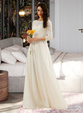 Journey A-Line Sweep Train Wedding Dress With Lace UKP0013715