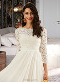 Journey A-Line Sweep Train Wedding Dress With Lace UKP0013715