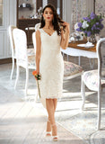 Moriah Sheath/Column V-neck Knee-Length Wedding Dress UKP0013716