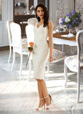 Moriah Sheath/Column V-neck Knee-Length Wedding Dress UKP0013716