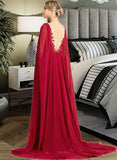 Adrienne A-Line V-neck Floor-Length Chiffon Wedding Dress With Sequins UKP0013718