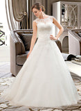 Salma Ball-Gown/Princess Illusion Sweep Train Organza Tulle Wedding Dress With Beading Sequins UKP0013719