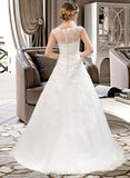 Salma Ball-Gown/Princess Illusion Sweep Train Organza Tulle Wedding Dress With Beading Sequins UKP0013719