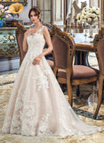 Alejandra Ball-Gown/Princess Illusion Court Train Tulle Wedding Dress With Beading Sequins UKP0013724