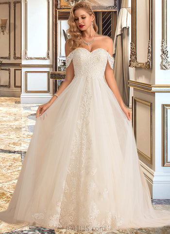 Cheyenne Ball-Gown/Princess Chapel Train Tulle Lace Wedding Dress With Sequins UKP0013726