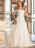 Cheyenne Ball-Gown/Princess Chapel Train Tulle Lace Wedding Dress With Sequins UKP0013726