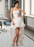 Heather A-Line Sweetheart Asymmetrical Organza Wedding Dress With Ruffle Beading Sequins UKP0013733