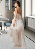 Heather A-Line Sweetheart Asymmetrical Organza Wedding Dress With Ruffle Beading Sequins UKP0013733