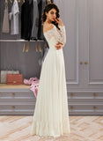 Edith A-Line Off-the-Shoulder Sweep Train Wedding Dress With Lace UKP0013734