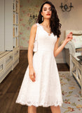 Xiomara A-Line V-neck Knee-Length Wedding Dress UKP0013743