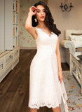 Xiomara A-Line V-neck Knee-Length Wedding Dress UKP0013743