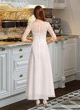 Joanne A-Line Illusion Asymmetrical Wedding Dress With Lace UKP0013749