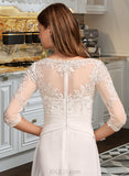 Joanne A-Line Illusion Asymmetrical Wedding Dress With Lace UKP0013749