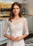 Joanne A-Line Illusion Asymmetrical Wedding Dress With Lace UKP0013749