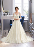 Lila Ball-Gown/Princess Illusion Court Train Tulle Lace Wedding Dress UKP0013750