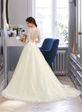 Lila Ball-Gown/Princess Illusion Court Train Tulle Lace Wedding Dress UKP0013750