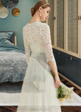 India A-Line Scoop Neck Sweep Train Tulle Lace Wedding Dress UKP0013753