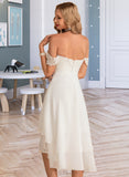 Rosie A-Line Asymmetrical Chiffon Lace Wedding Dress With Beading Sequins UKP0013764